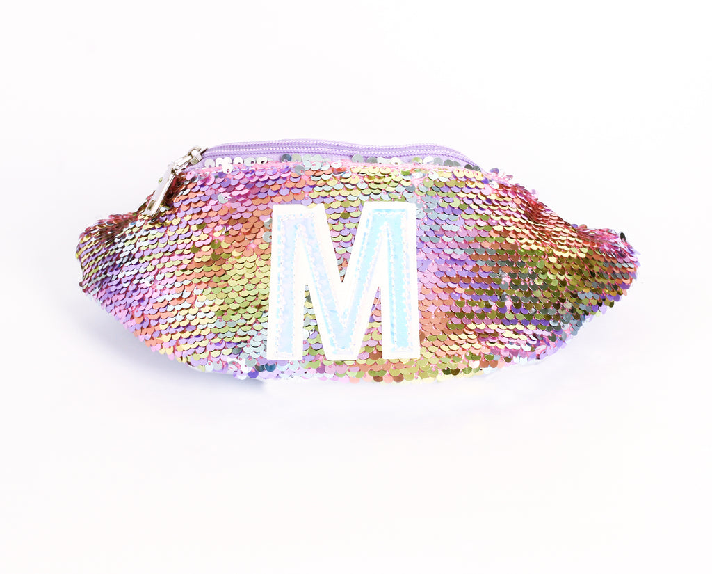 Reversible Sequin Belt Bag With Initial M