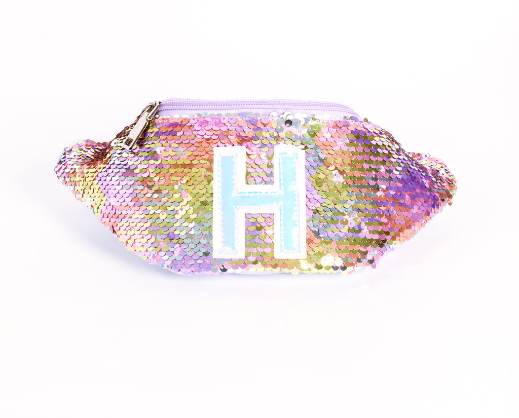 Reversible Sequin Belt Bag With Initial H