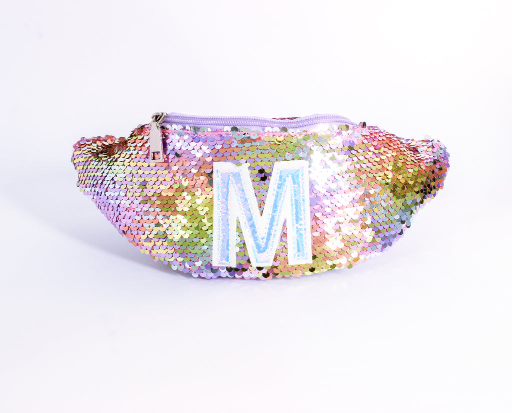 Reversible Sequin Belt Bag With Initial M