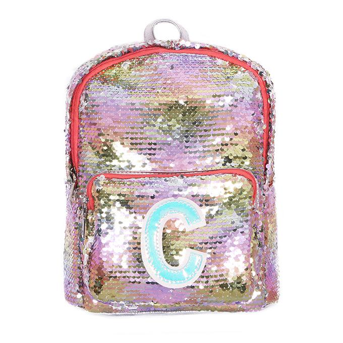 iridescent sequin initial mini backpack Adkidz Reversible Sequins Backpack with Initial – Belachica