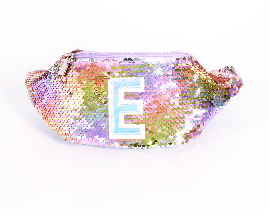 Reversible Sequin Belt Bag With Initial E